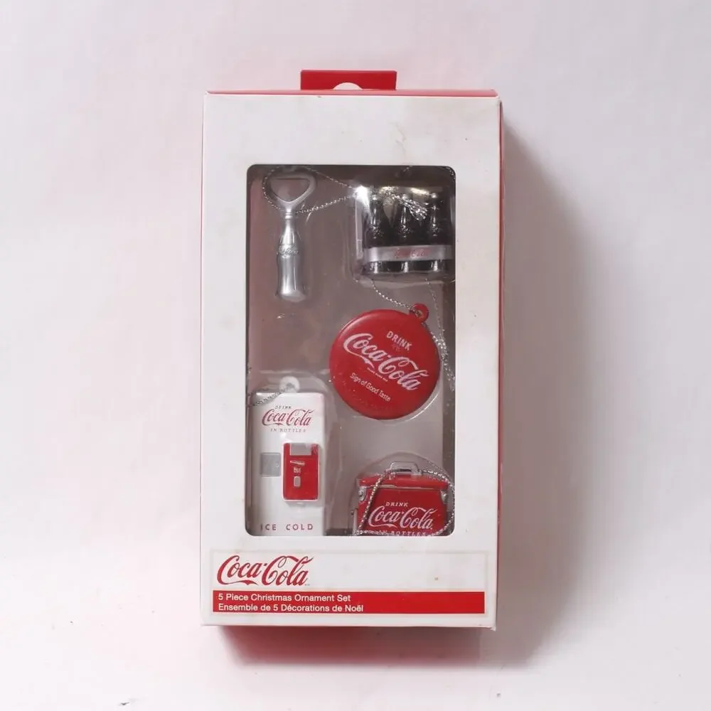 Coca-Cola 5 Piece Christmas Ornament Set Collectible ~ 260618-WH 1120